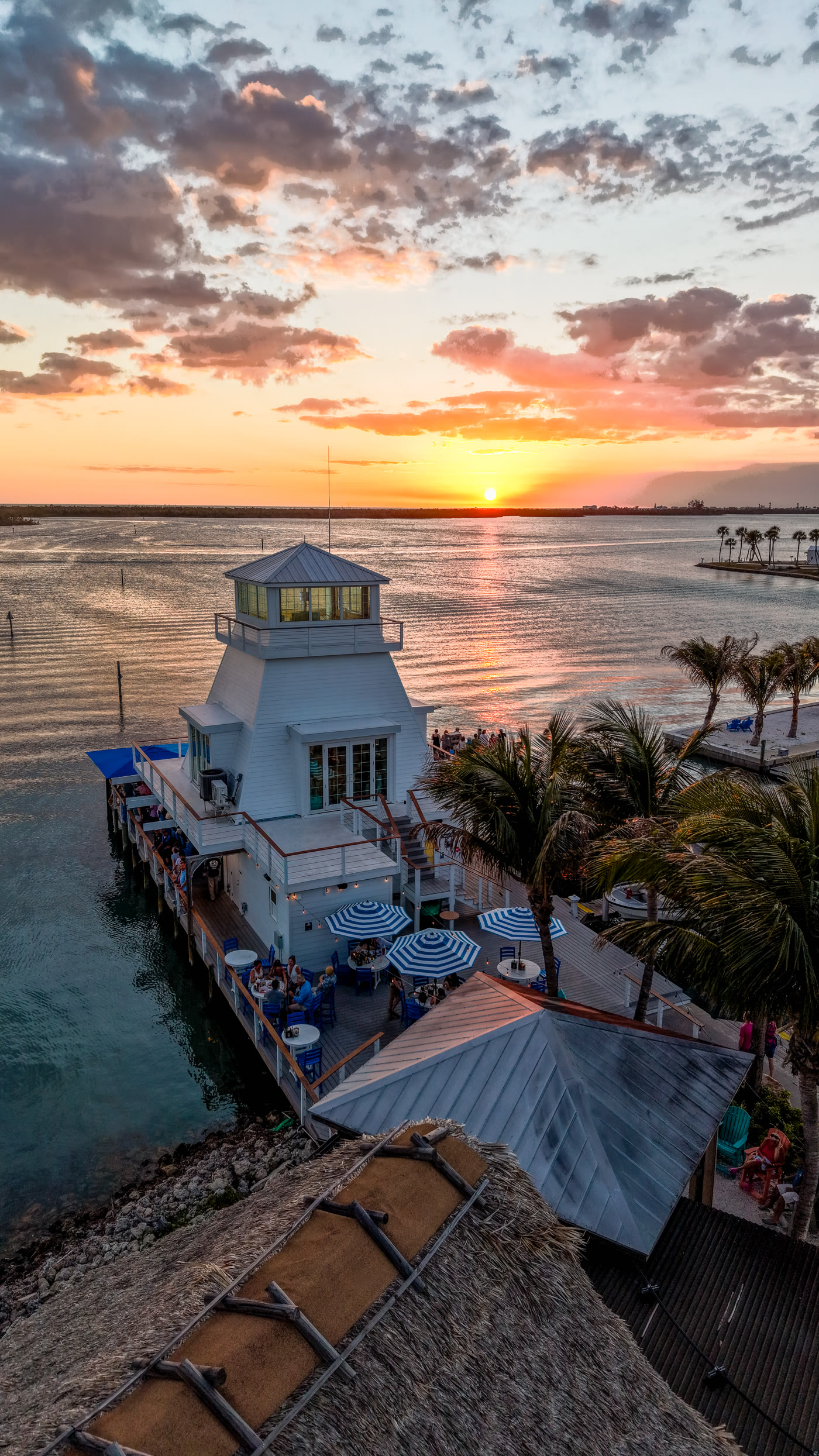 Restaurant aerial drone shot